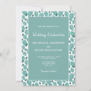 Invitación Elegante patrón de hoja de turquesa Botánico Boda