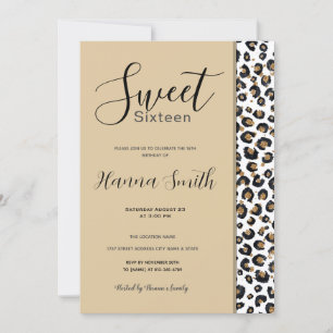 Invitación Elegante patrón de leopardo Purpurina dorado