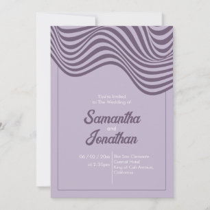 Invitación Elegante Patrón de Onda Fluyente de Boda Retro Mod