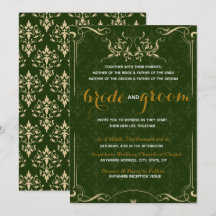 Elegante patrón de oro en Boda esmeralda BG