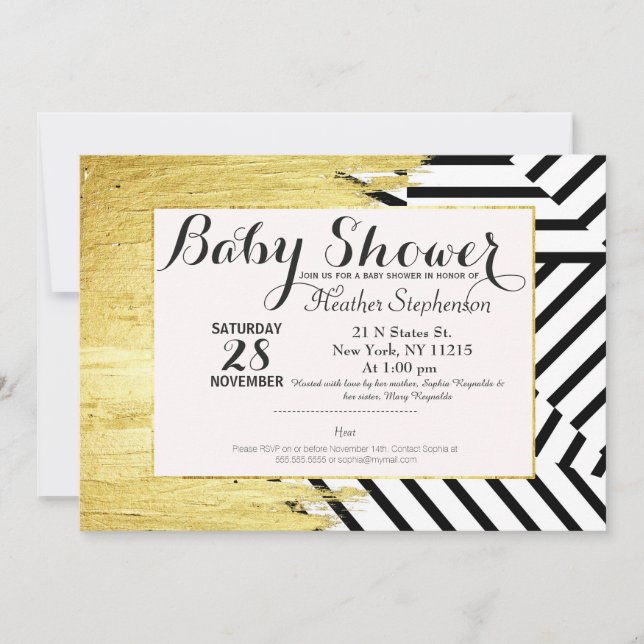 Invitación Elegante Patrón de Pintura Faux Gold (Anverso)