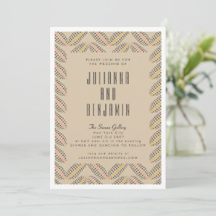 Invitación Elegante patrón de puntos abstractos arena negro b