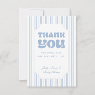 Invitación Elegante Patrón de Rayas Azul Polvo Baby Shower