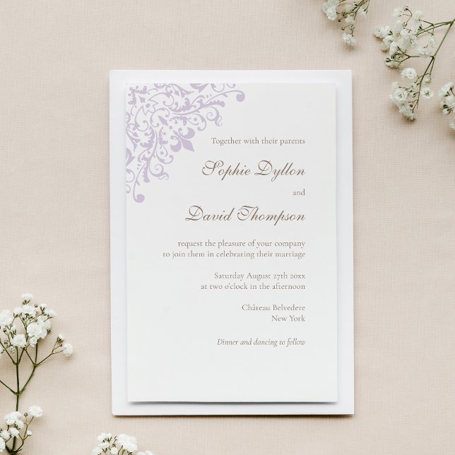 Invitación Elegante patrón de Regencia Francesa Purple Fleur  (Subido por el creador)