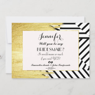 Invitación Elegante Patrón Faux Gold Paint Strokes & Stripes