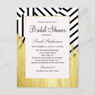 Invitación Elegante Patrón Faux Gold Paint Strokes & Stripes