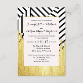 Invitación Elegante Patrón Faux Gold Paint Strokes & Stripes