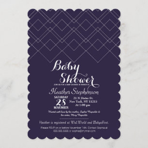 Invitación Elegante patrón geométrico Art Déco de la Marina A