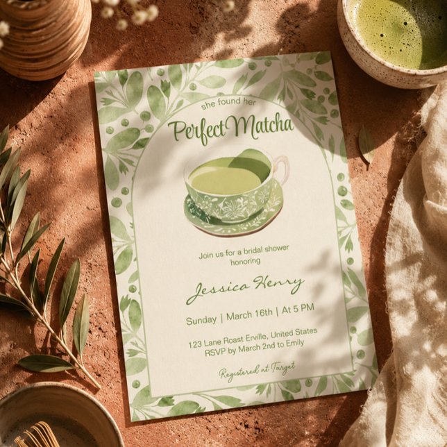 Invitación Elegante patrón verde Perfect Matcha Despedida de  (Subido por el creador)