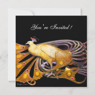 INVITACIÓN ELEGANTE PAVO REAL EN AMARILLO Y NEGRO