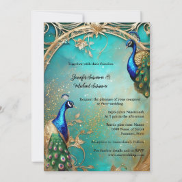 Invitación Elegante pavo real y plumas moda vintage elegante