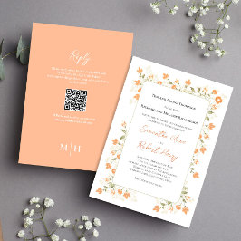 Invitación Elegante Peach Floral Greenery RSVP