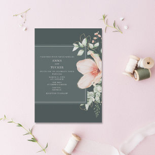 Invitación Elegante Peach & Gold Floral Boda Esmeralda Invita