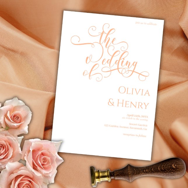 Invitación Elegante Peach Romántico y Boda Blanco (Subido por el creador)