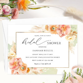 Invitación Elegante Peach, Rubor y Green Bridal Shower