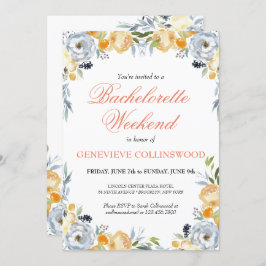Invitación Elegante PeachFloral Bachelorette Fin de Semana It