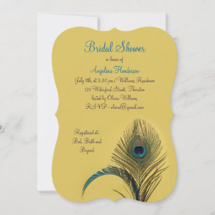 Invitación Elegante Peacock Bridal Shower (amarillo)