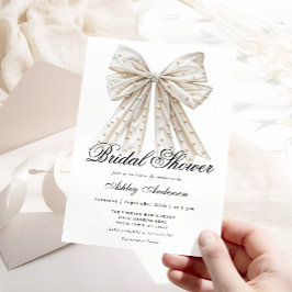 Invitación Elegante Pearl Bow Bridal Shower