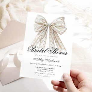 Invitación Elegante Pearl Bow Bridal Shower