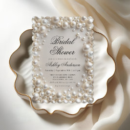 Invitación Elegante Pearls moderna ducha nupcial