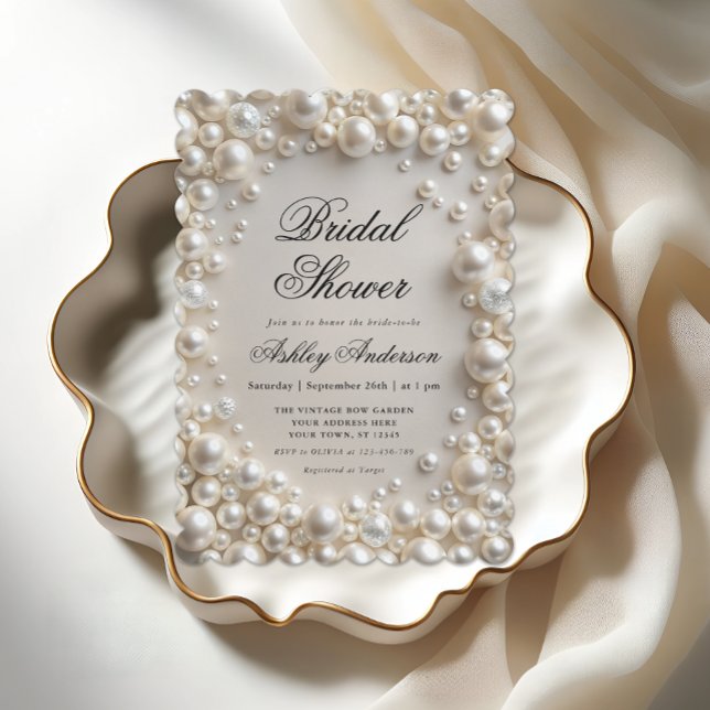 Invitación Elegante Pearls moderna ducha nupcial (Subido por el creador)