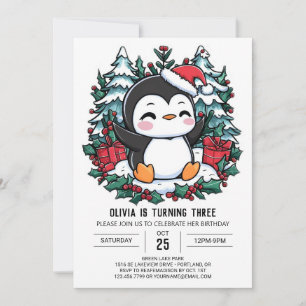 Invitación Elegante Penguin Nacimiento Digital