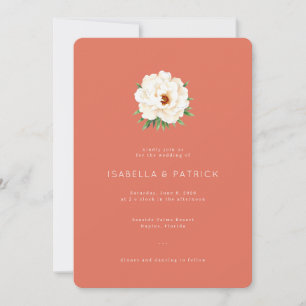 Invitación Elegante Peonía Floral Coral