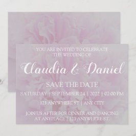 Invitación Elegante peonía floral rosa polvoriento save the d