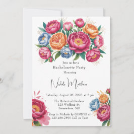 Invitación Elegante Peony Bouquet Bachelorette