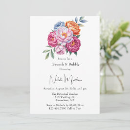 Invitación Elegante Peony Bouquet Bridesmaids Luncheon