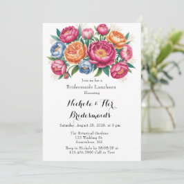 Invitación Elegante Peony Bouquet Bridesmaids Luncheon