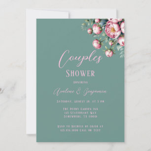 Invitación Elegante Peony Bouquet In Watercolor Boda