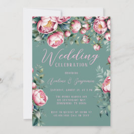 Invitación Elegante Peony Bouquet In Watercolor Boda