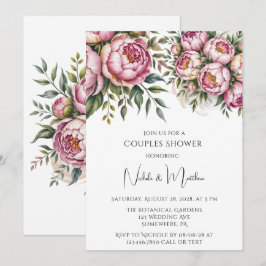 Invitación Elegante Peony Floral Arranque Ducha Parejas