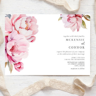 Invitación Elegante Peony Magnolia Boda Floral Rosa