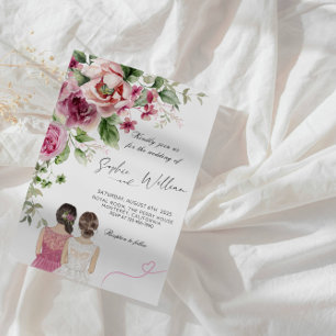 Invitación Elegante Peony y Rosa Fiesta de Bodas Florales