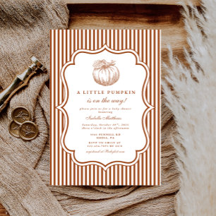 Invitación Elegante Pequeña Calabaza Baby Shower