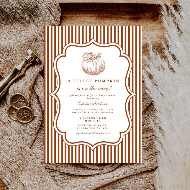 Invitación Elegante Pequeña Calabaza Baby Shower (Subido por el creador)