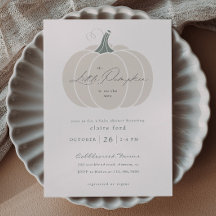 Elegante pequeña calabaza blanca Baby Shower de Ot