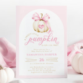 Invitación Elegante Pequeña Calabaza Rosa Baby Shower