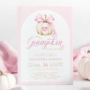 Invitación Elegante Pequeña Calabaza Rosa Baby Shower