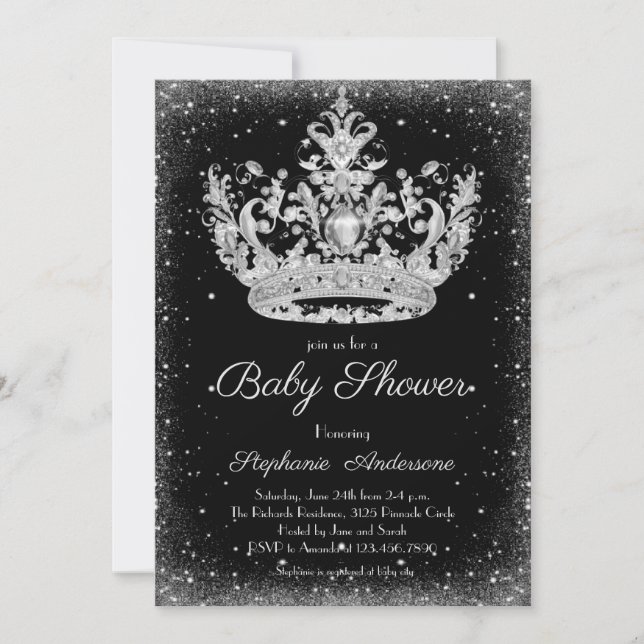 Invitación Elegante pequeña Princesa de ducha de bebé (Anverso)