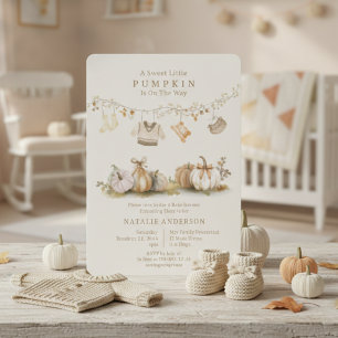 Invitación Elegante Pequeño Calabaza de ropa Baby Shower