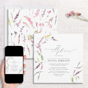 Invitación Elegante Pequeño Chica de guión de flor silvestre 