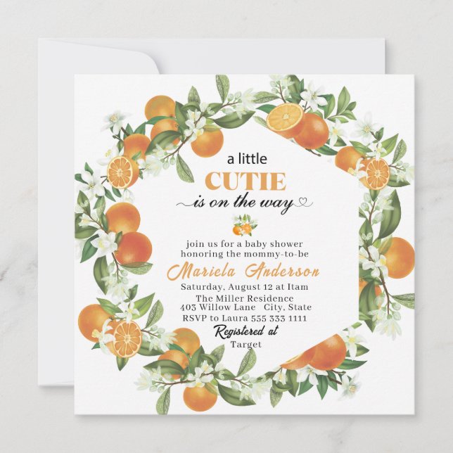Invitación Elegante Pequeño Cítrico Naranja AguaInvitación (Anverso)