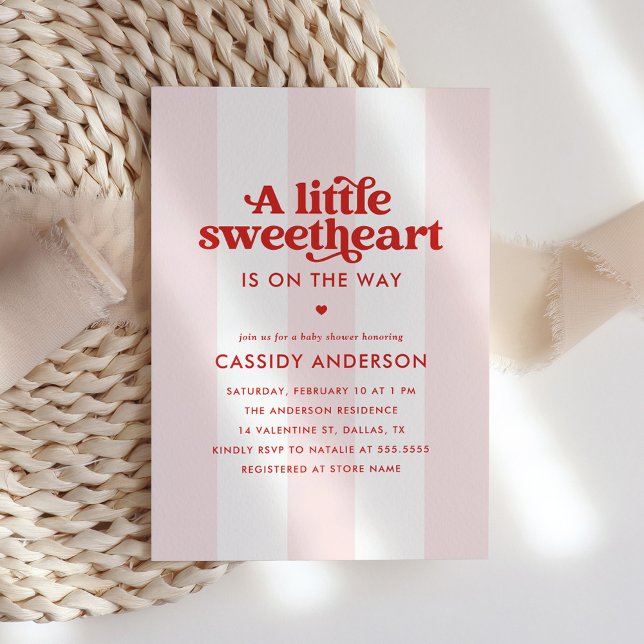 Invitación Elegante Pequeño Corazón San Valentín Baby Shower (Subido por el creador)