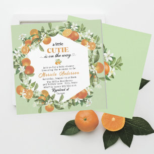 Invitación Elegante Pequeño Cutie Citrus Naranja Watercolor B