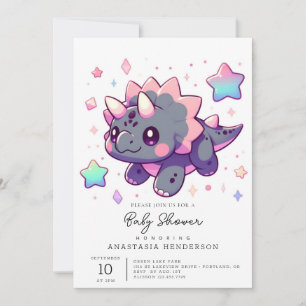 Invitación Elegante Pequeño Dinosaurio Baby Shower