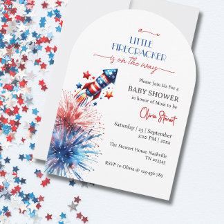 Invitación Elegante pequeño petardo 4 de julio Baby Shower