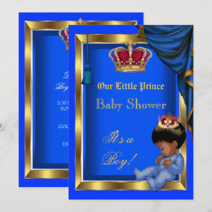 Invitación Elegante pequeño príncipe Baby Shower Niño Azul